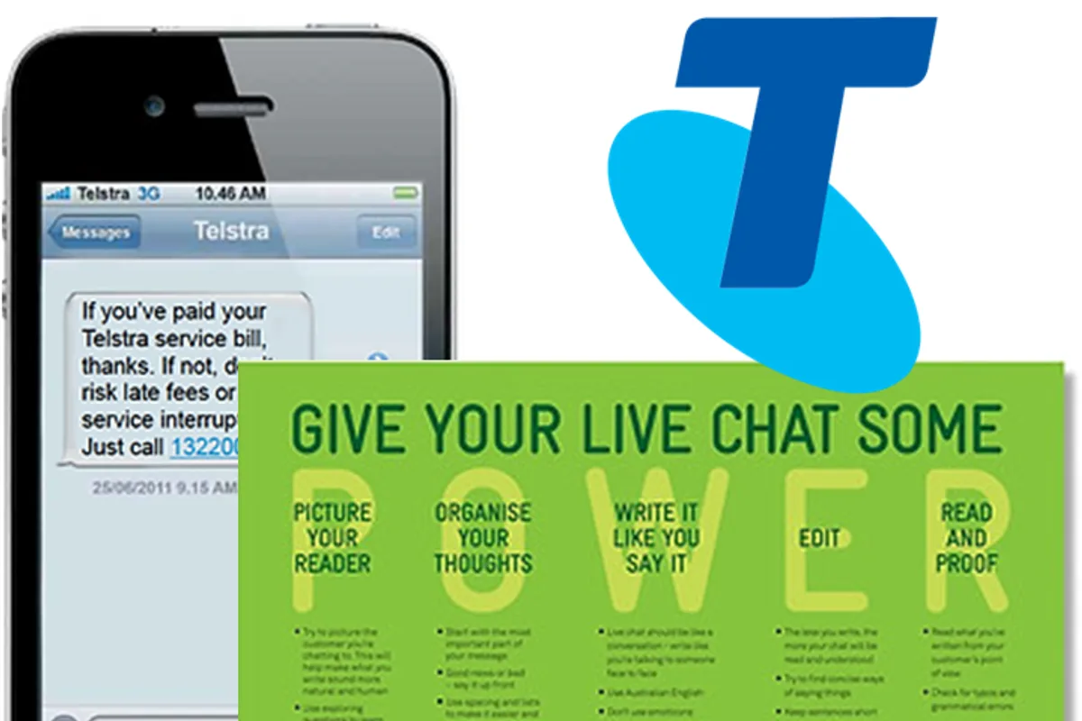 Telstra customer communications on a mobile phone